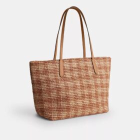 City Tote Bag with Gingham Print