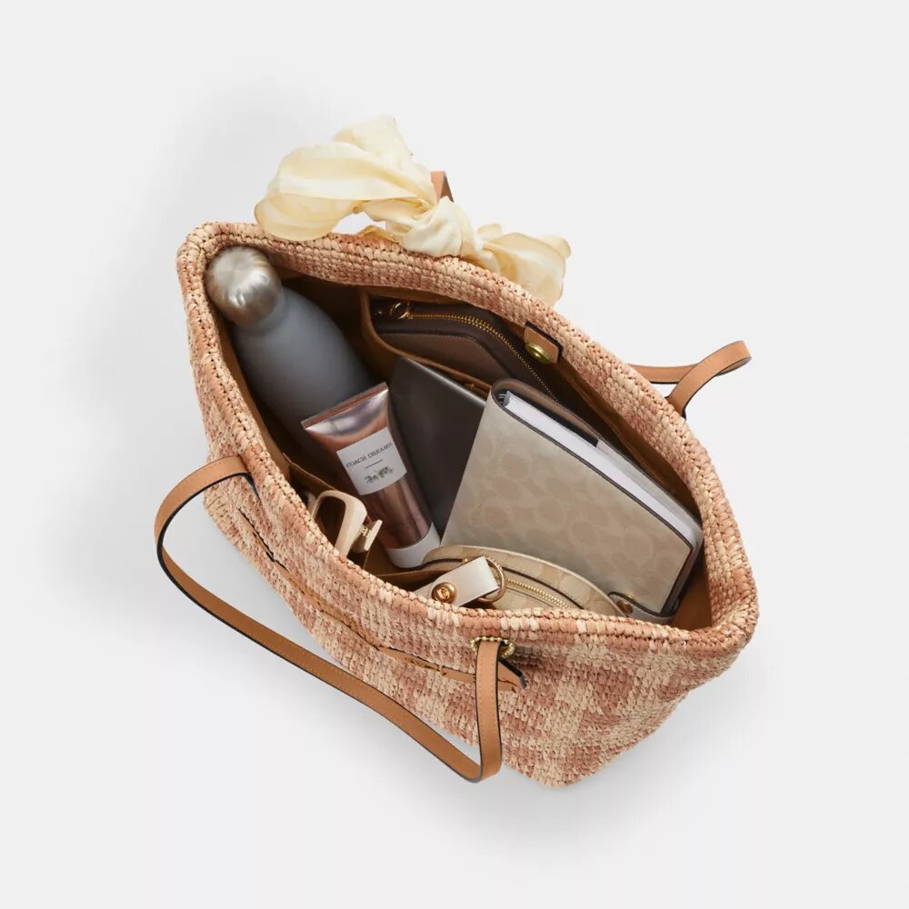 City Tote Bag with Gingham Print