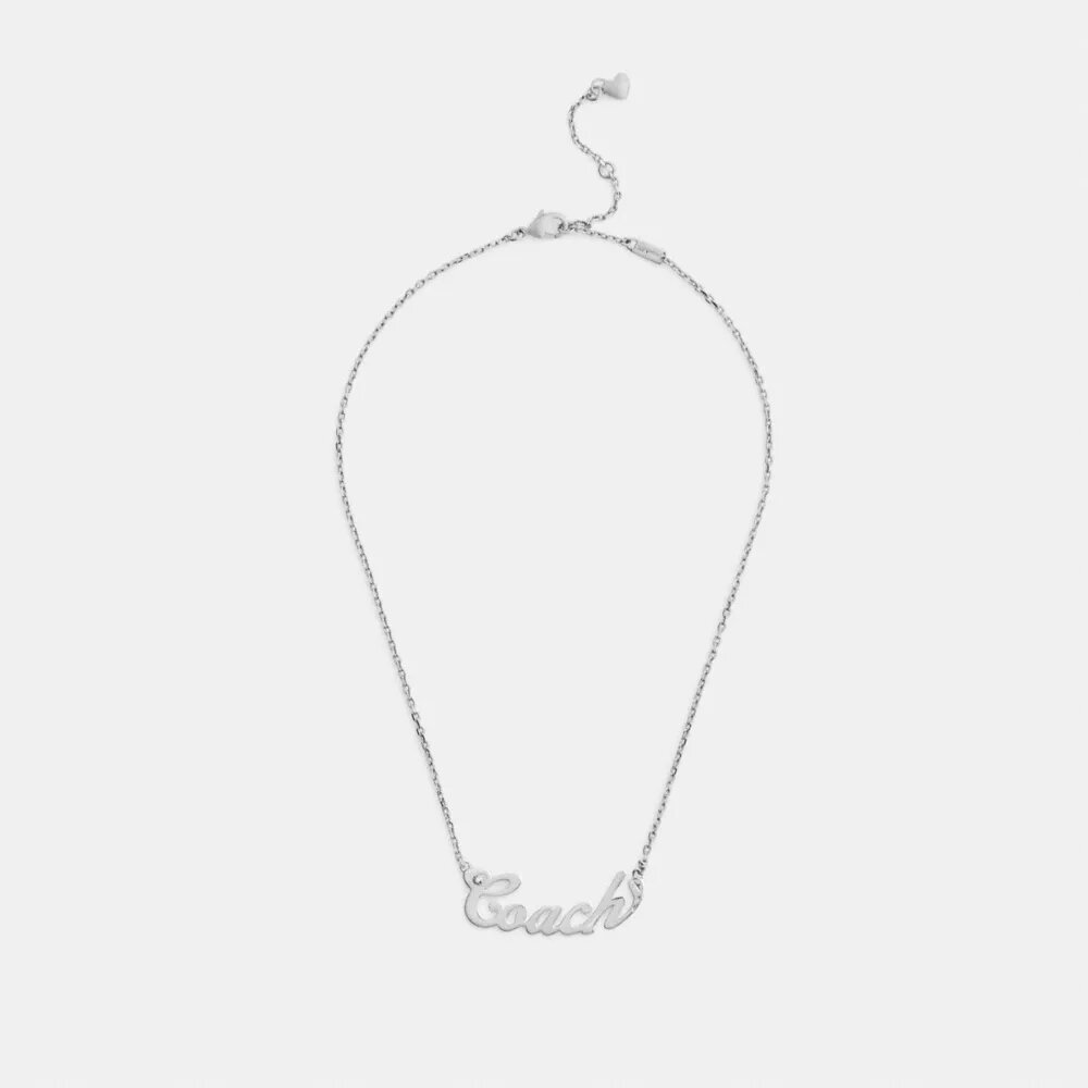 Coach Script Nameplate Necklace