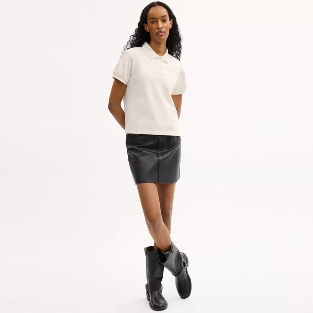 Coach Script Shrunken Polo in Organic Cotton