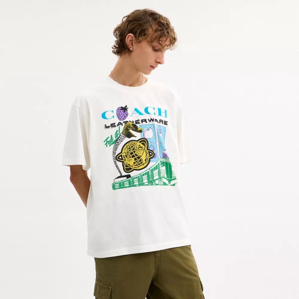 Collage Train Relaxed T-Shirt in Organic Cotton