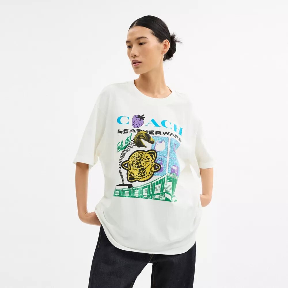 Collage Train Relaxed T-Shirt in Organic Cotton