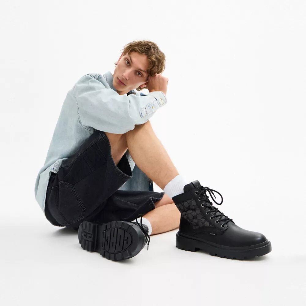 Combat Boot with Signature Jacquard