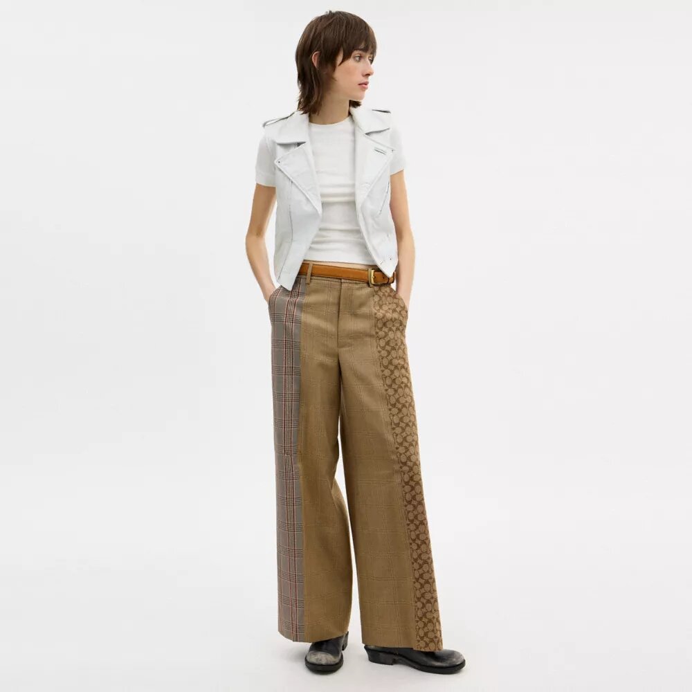Combo Plaid Tailored Pants