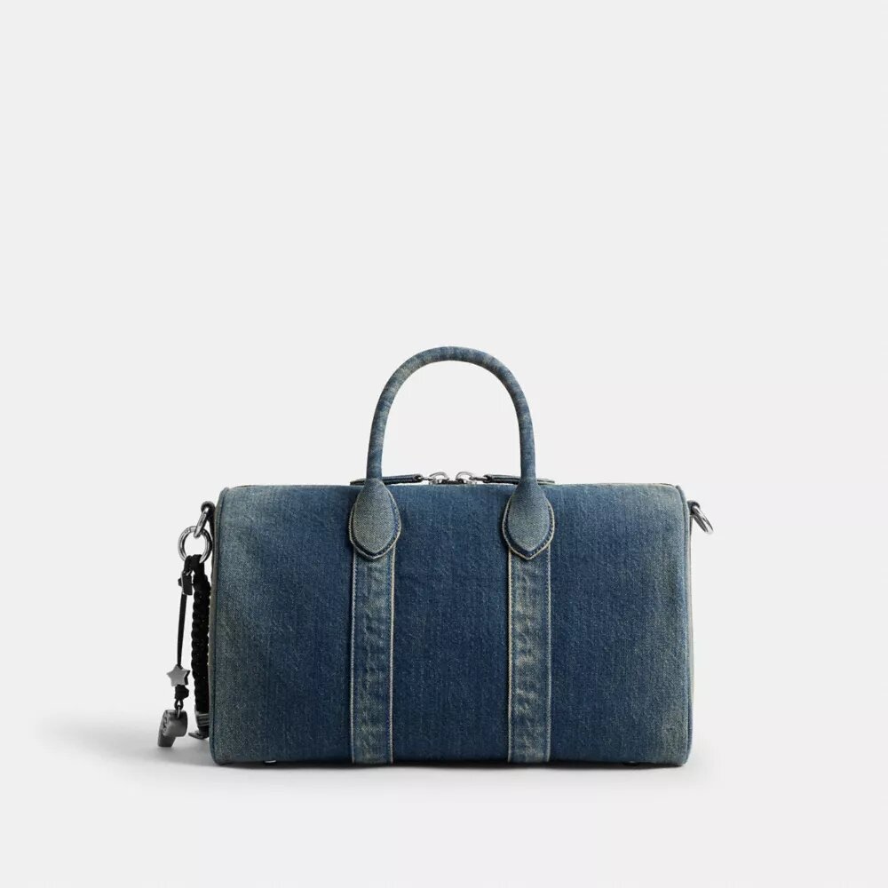 Compass Bag 35 in Regenerative Cotton Denim with Charms