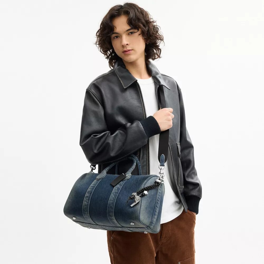 Compass Bag 35 in Regenerative Cotton Denim with Charms