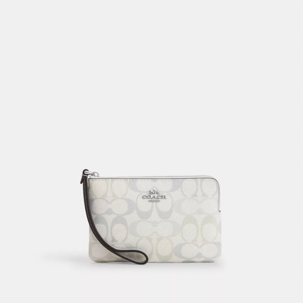 Corner Zip Wristlet in Signature Canvas