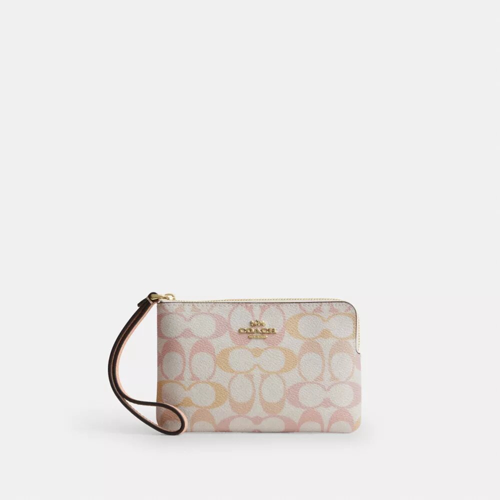 Corner Zip Wristlet in Signature Canvas