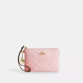 Corner Zip Wristlet in Signature Canvas with Charms