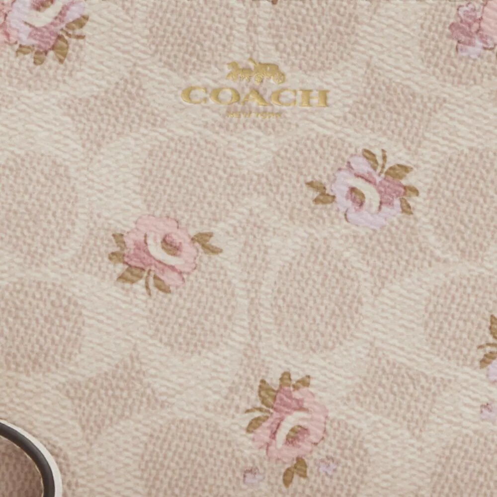 Corner Zip Wristlet in Signature Canvas with Floral Print