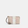 Corner Zip Wristlet in Signature Canvas with Stripe