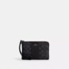 Corner Zip Wristlet in Signature Canvas with Stripe