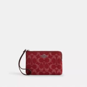 Corner Zip Wristlet in Signature Denim