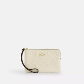 Corner Zip Wristlet in Signature Leather