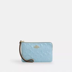 Corner Zip Wristlet in Signature Leather