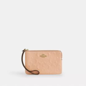 Corner Zip Wristlet in Signature Leather