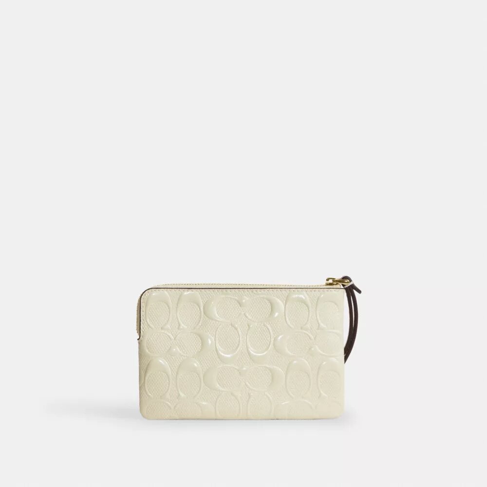 Corner Zip Wristlet in Signature Leather