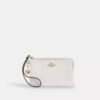Corner Zip Wristlet in Signature Leather with Heart Charm