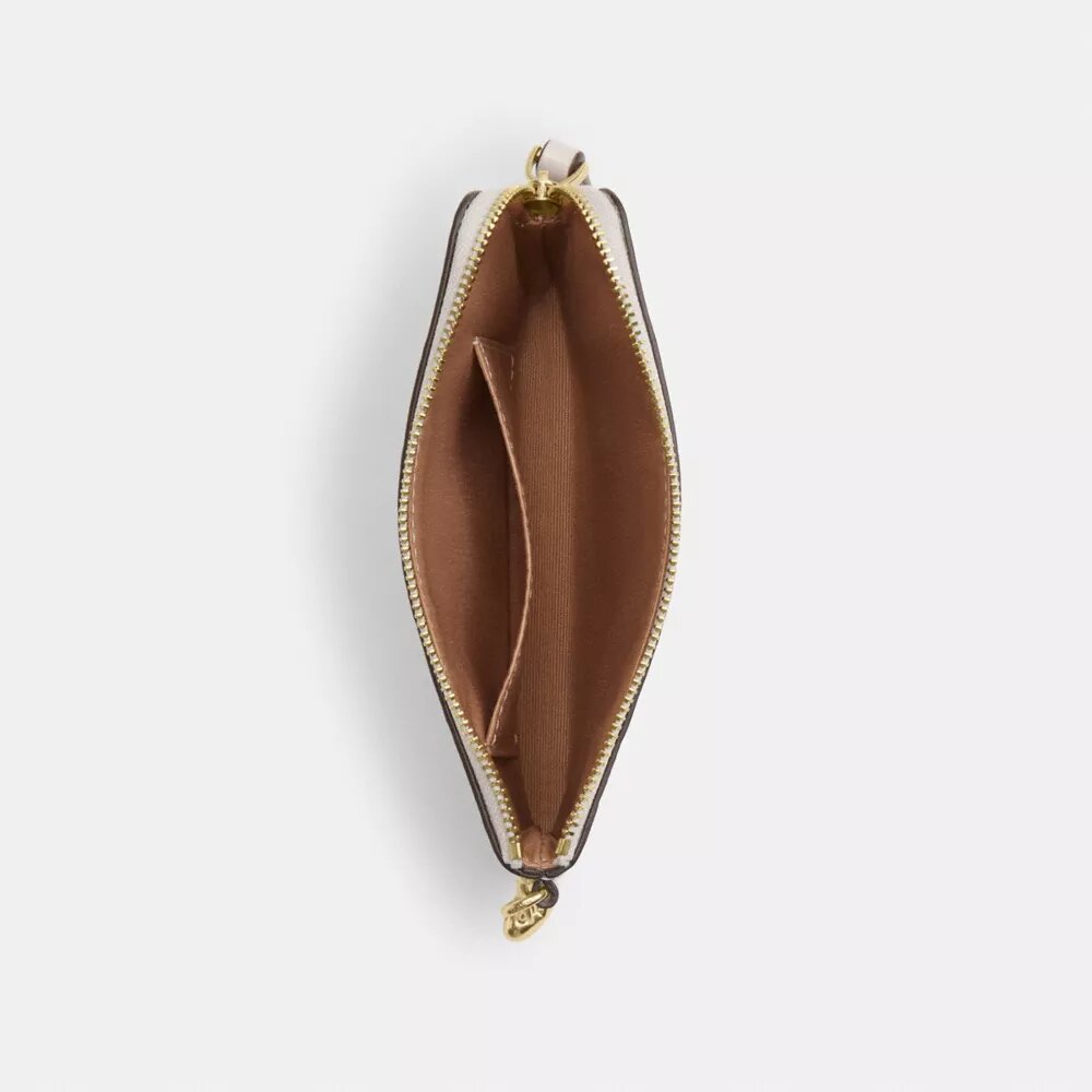 Corner Zip Wristlet in Signature Leather with Heart Charm