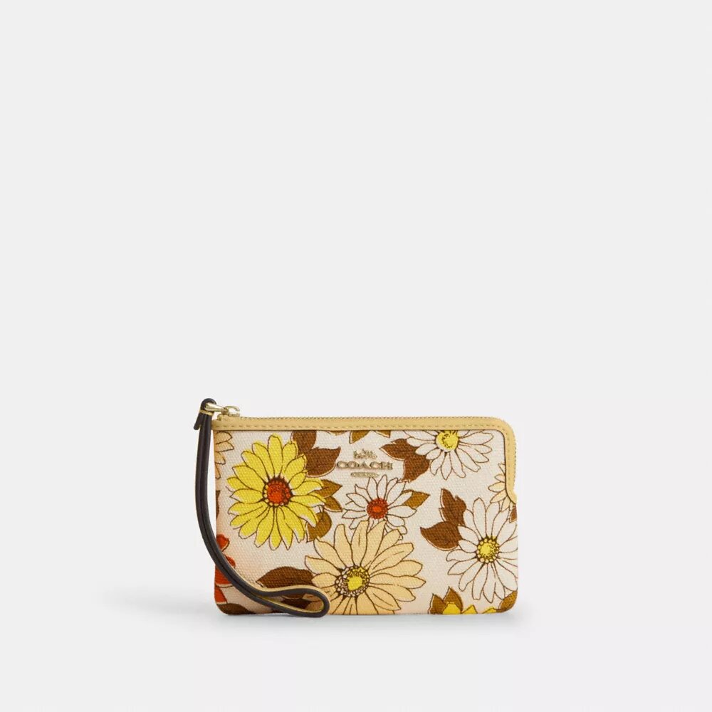 Corner Zip Wristlet with Floral Print