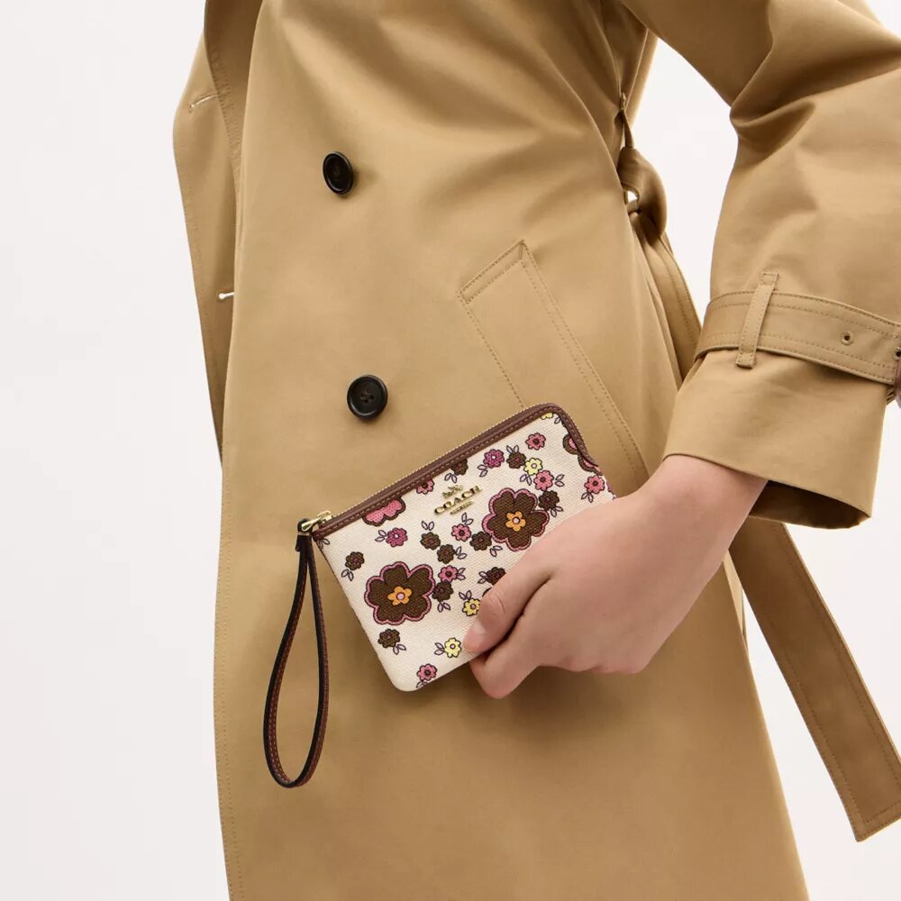 Corner Zip Wristlet with Floral Print