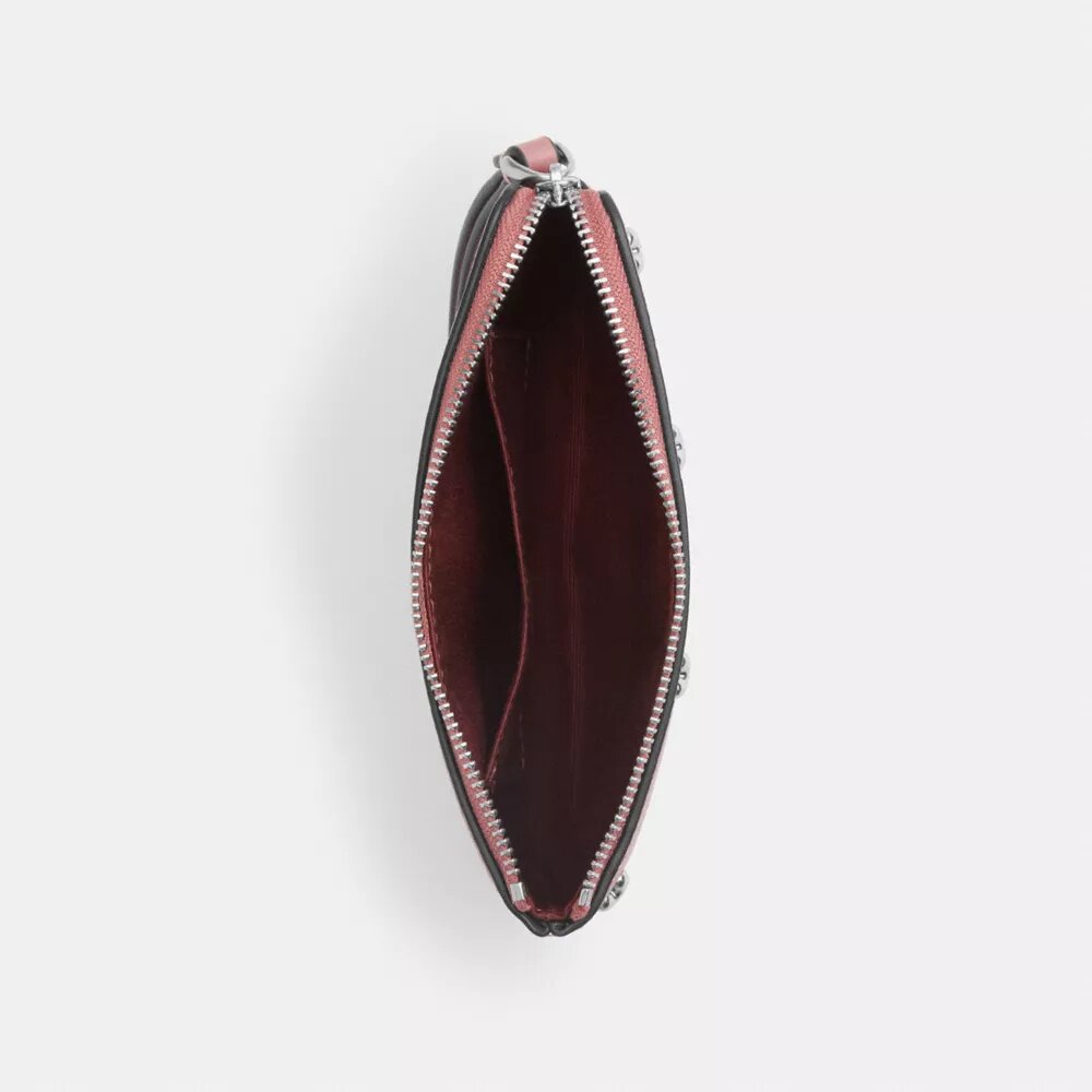 Corner Zip Wristlet with Heart Rivets