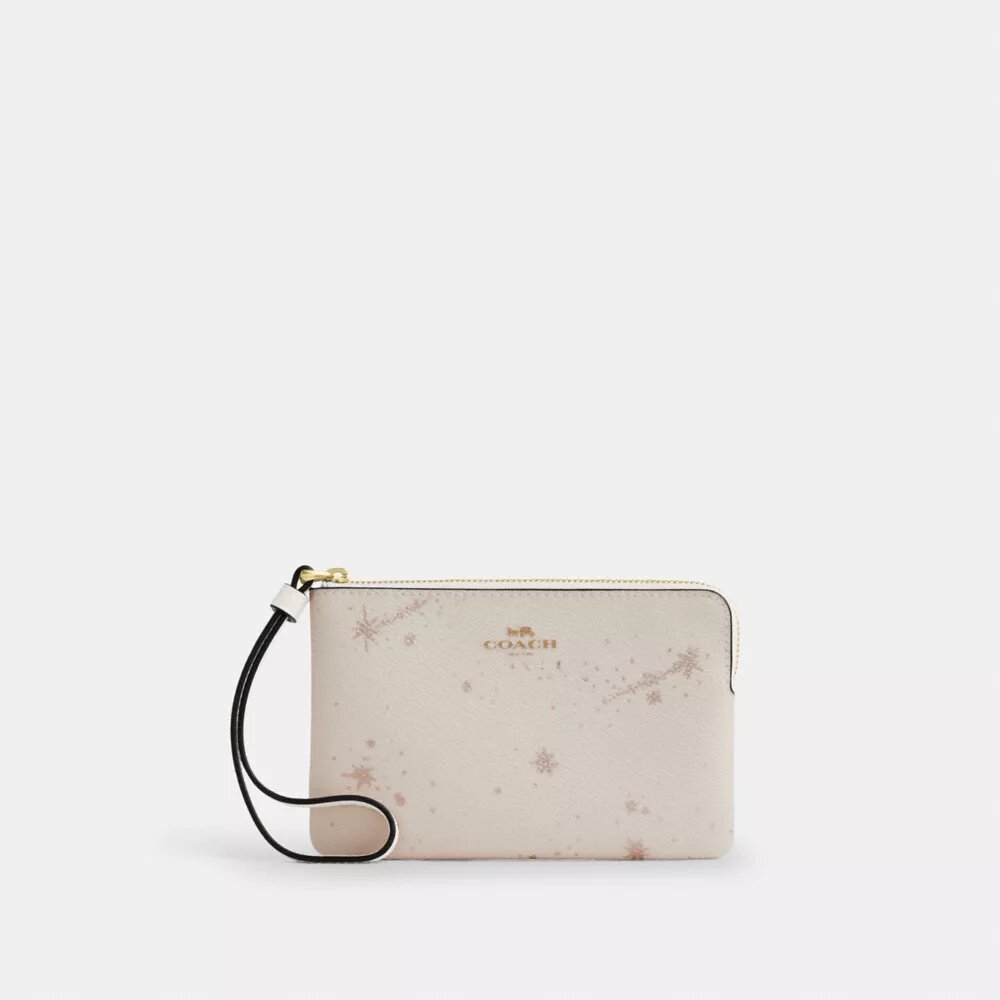 Corner Zip Wristlet with Star Print