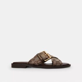 Crisscross Buckle Sandal in Signature Jacquard