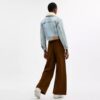 Cropped Heritage C Denim Trucker Jacket in Organic Cotton with Shearling Collar
