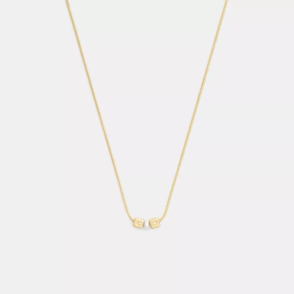 Cube Pearl Rondelle Pendant Necklace
