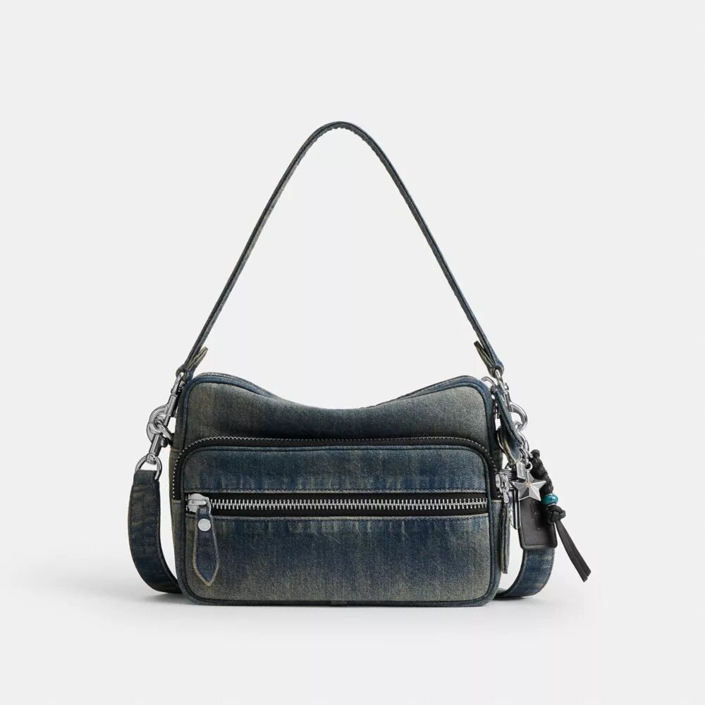 Dakota Crossbody Bag in Regenerative Cotton Denim with Charms
