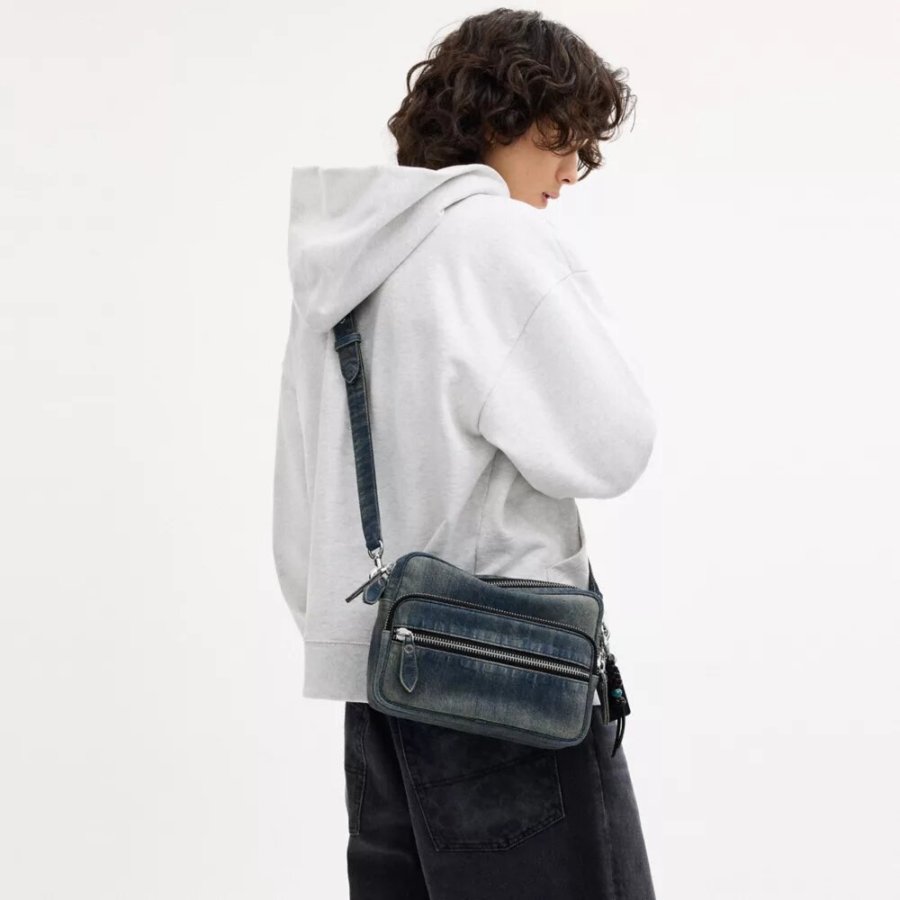 Dakota Crossbody Bag in Regenerative Cotton Denim with Charms