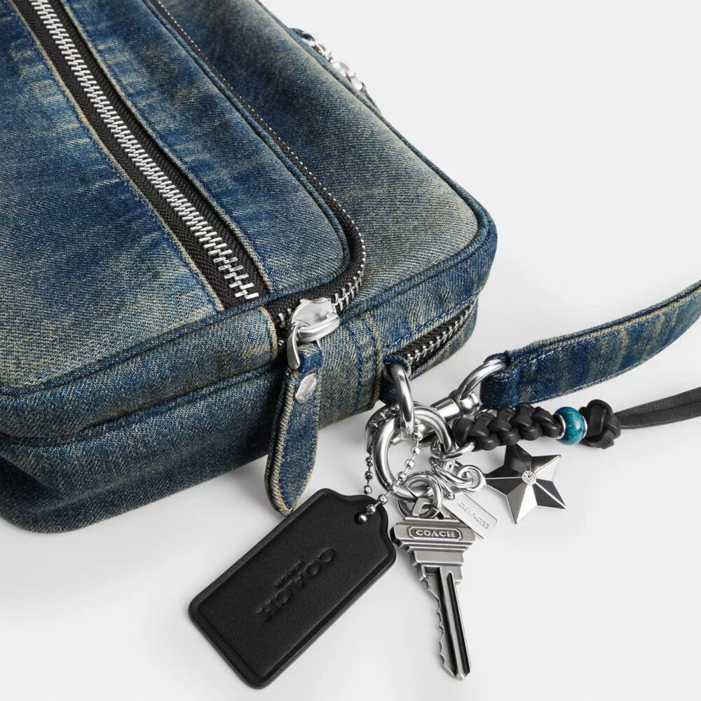 Dakota Crossbody Bag in Regenerative Cotton Denim with Charms