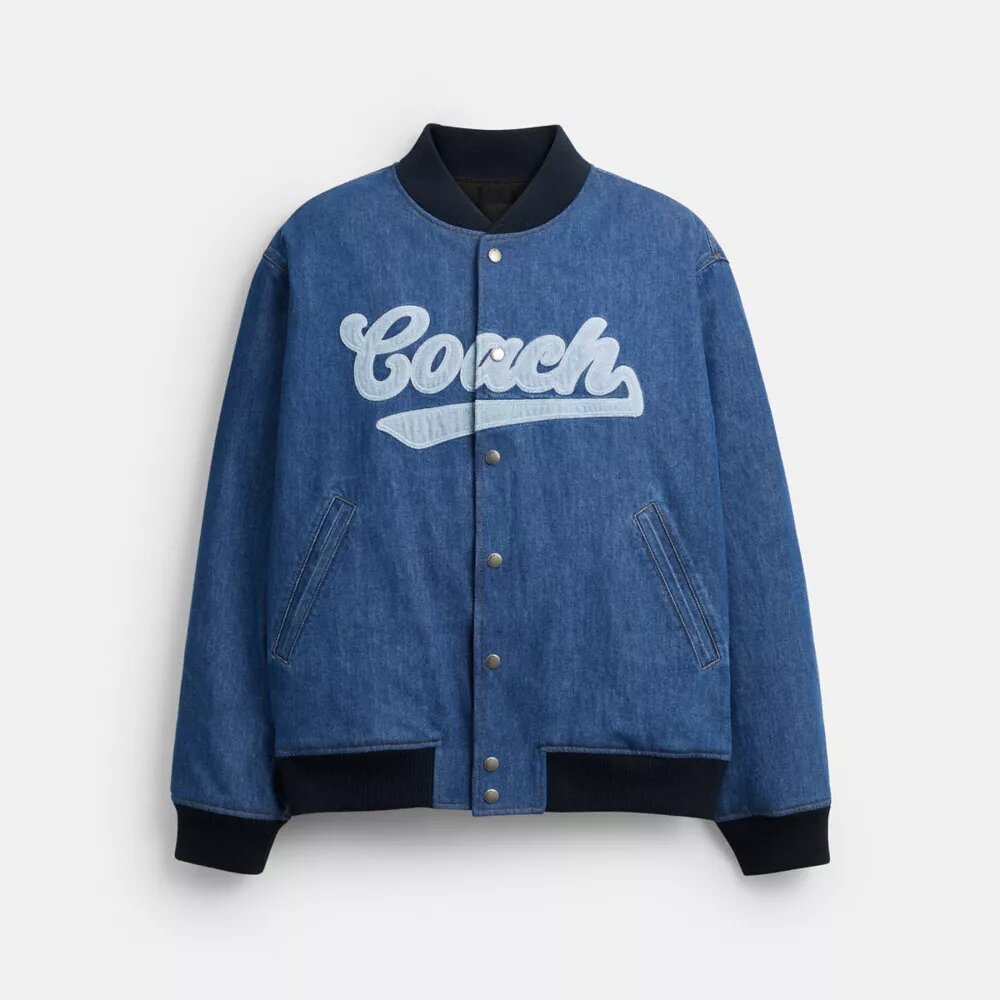 Denim Varsity Jacket in Organic Cotton