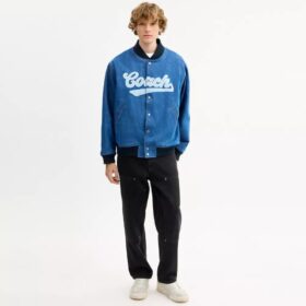 Denim Varsity Jacket in Organic Cotton