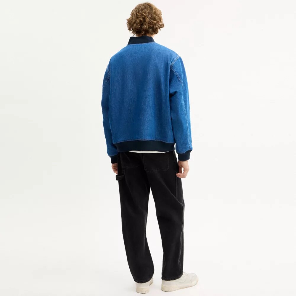 Denim Varsity Jacket in Organic Cotton