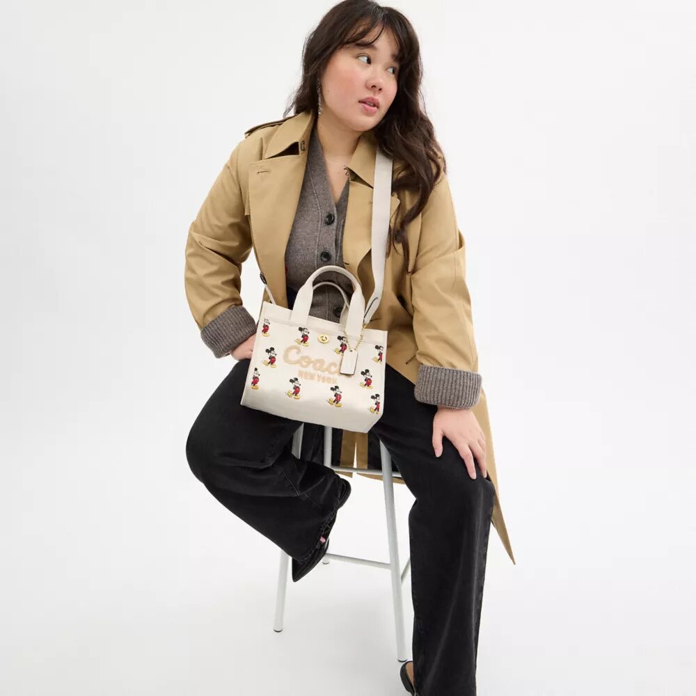 Disney X Coach Cargo Tote Bag 26 with Mickey Mouse in Regenerative Cotton Canvas