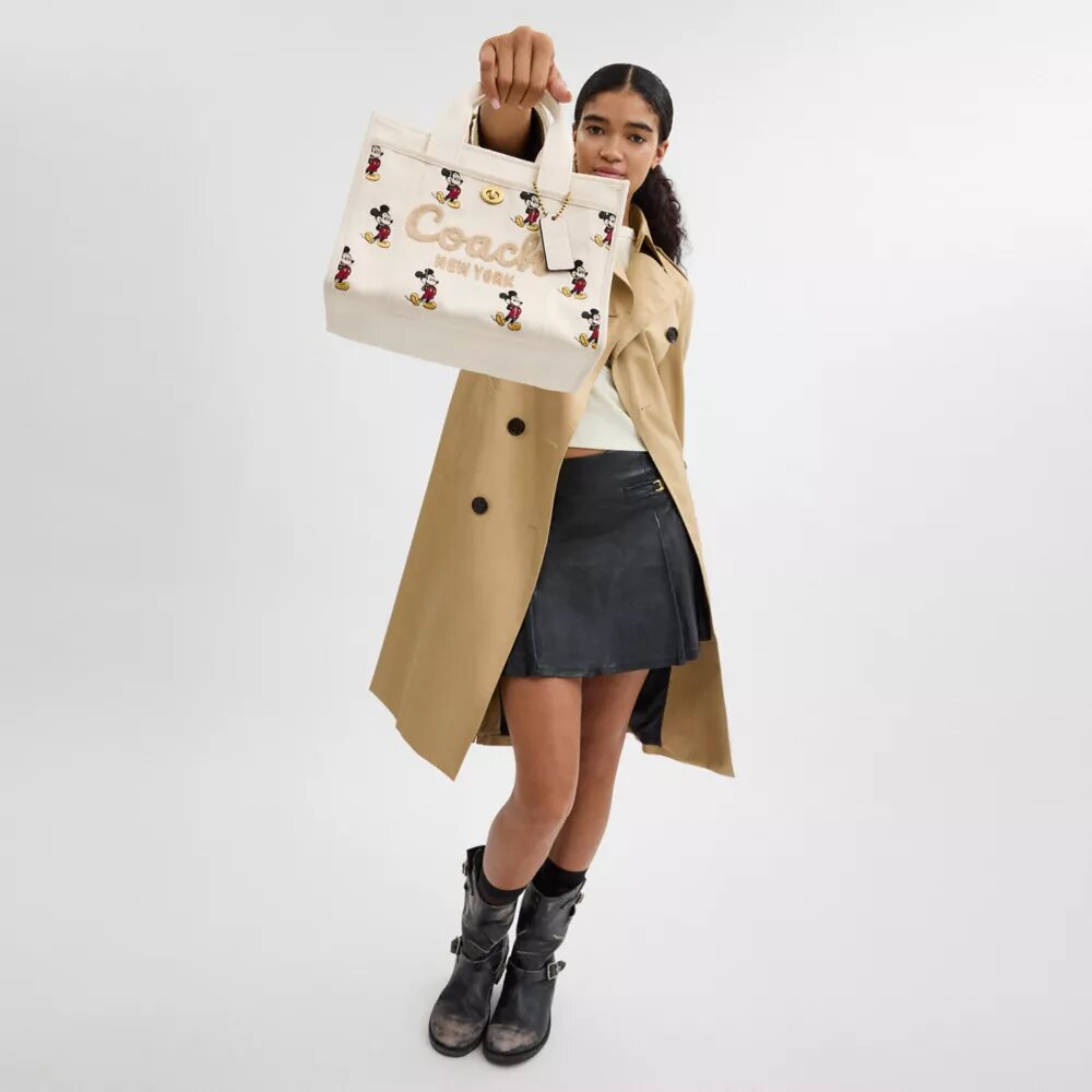 Disney X Coach Cargo Tote Bag 26 with Mickey Mouse in Regenerative Cotton Canvas