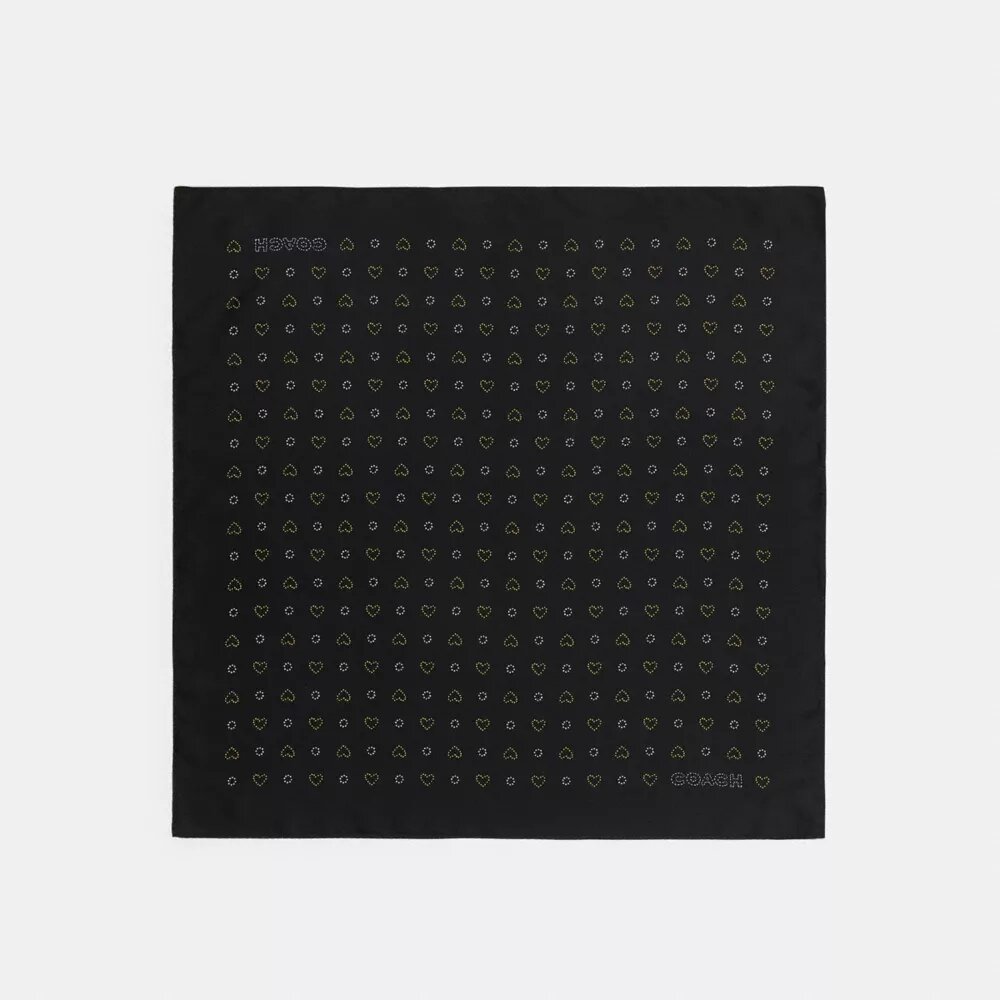 Dotty Heart Print Silk Bandana