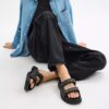 Double Banded Sandal in Signature Jacquard