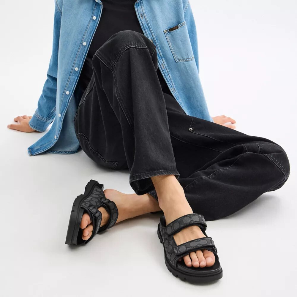 Double Banded Sandal in Signature Jacquard