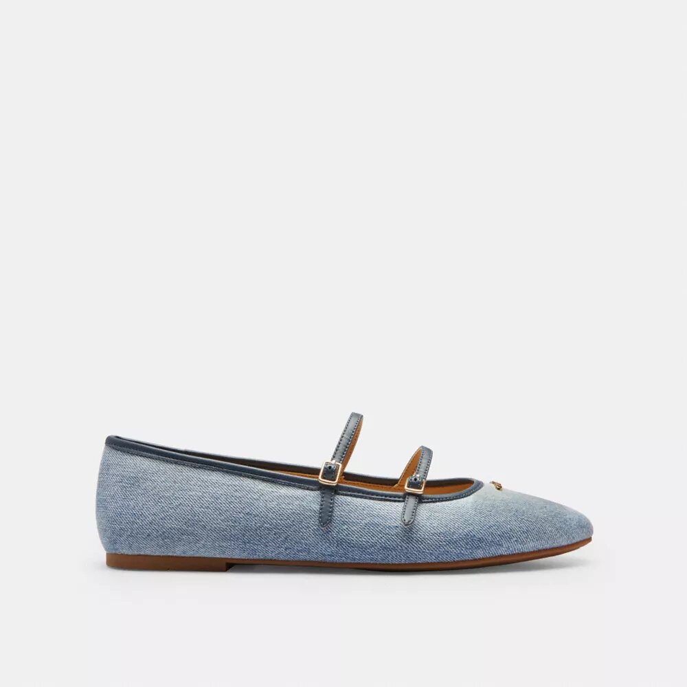 Double Buckle Mary Jane in Loved Denim