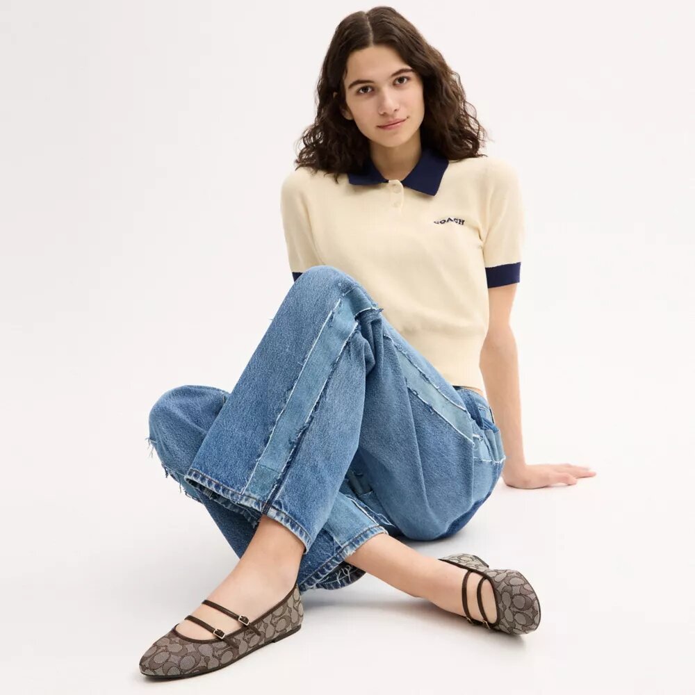 Double Buckle Mary Jane in Signature Jacquard