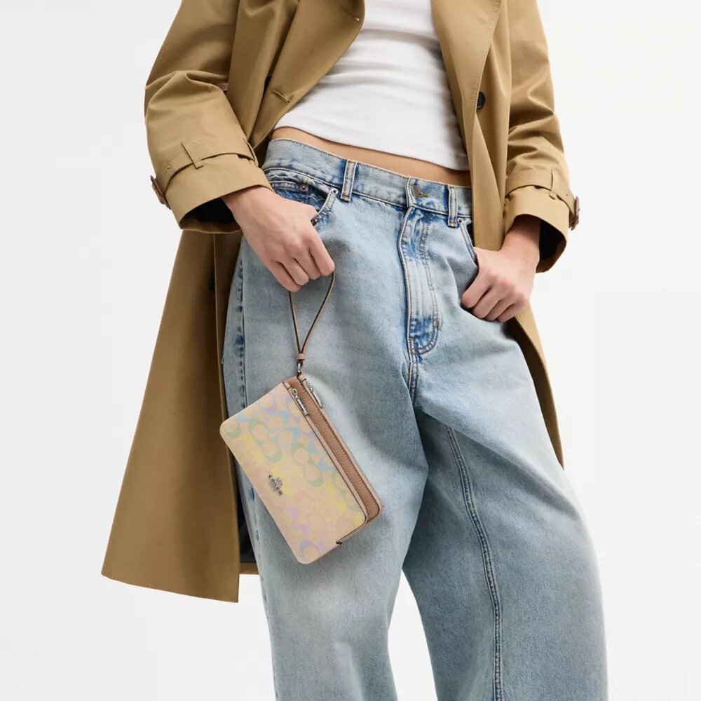Double Zip Wallet in Rainbow Signature Canvas