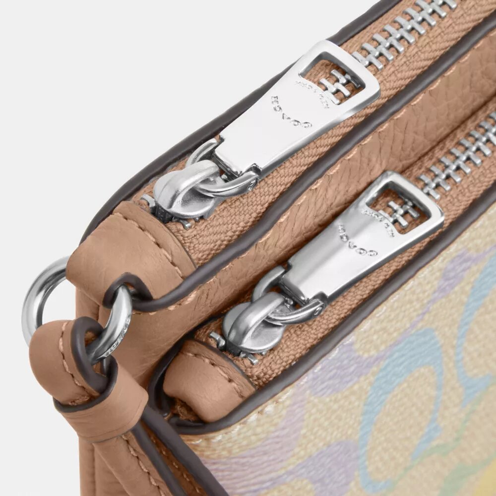 Double Zip Wallet in Rainbow Signature Canvas