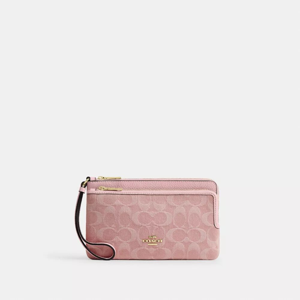 Double Zip Wallet in Signature Denim