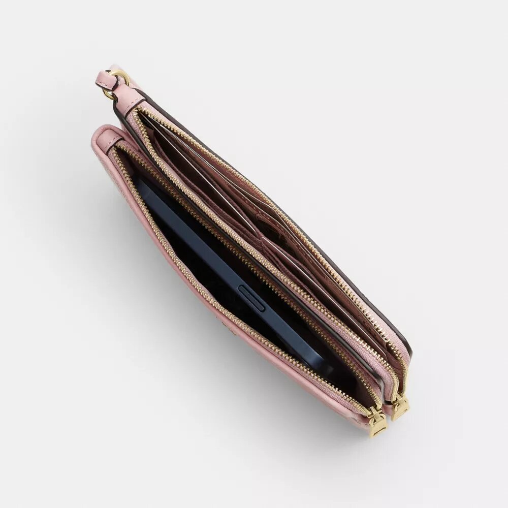 Double Zip Wallet in Signature Denim