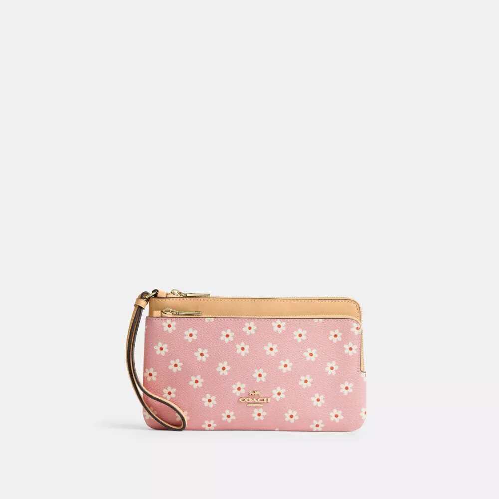 Double Zip Wristlet with Floral Print