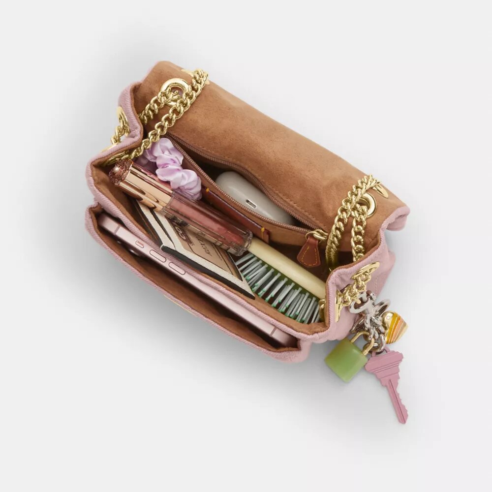 Elodie Crossbody Bag 18 in Loved Denim with Quilting