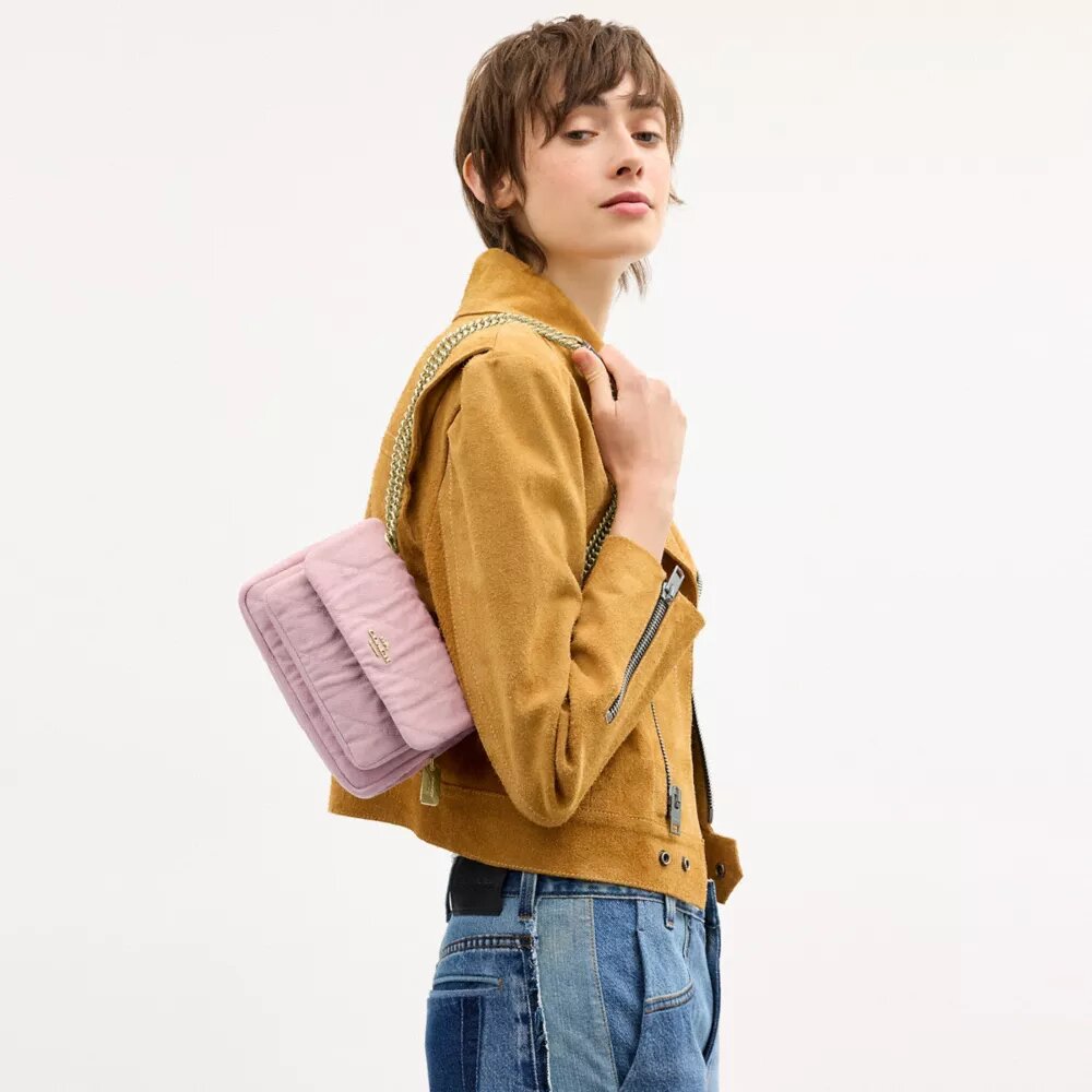 Elodie Crossbody Bag 18 in Loved Denim with Quilting